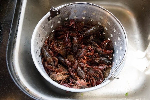 Basket With Crayfish Ready For Cooking