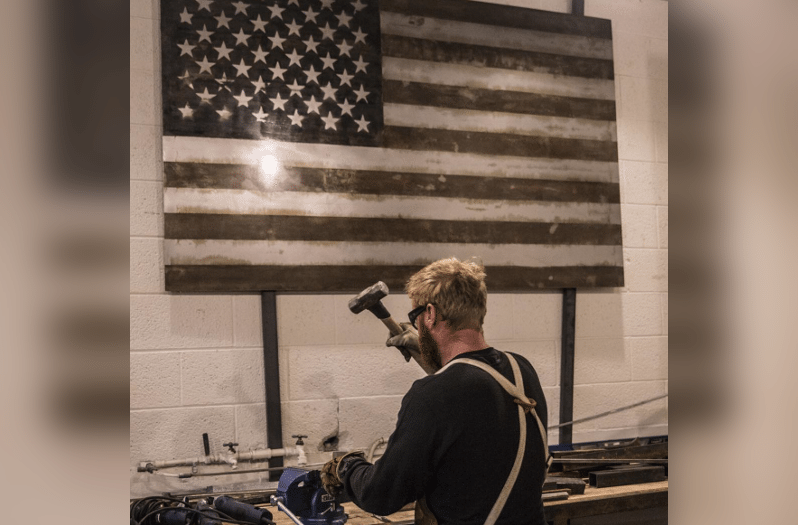 Steel American Flags