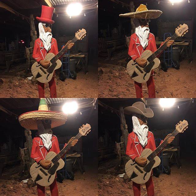 Moreland's carving of Slim Richey stands in the Starlite Theater in Terlingua, Texas