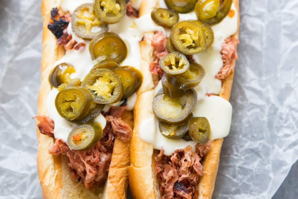 Fried Bologna Brioche Sub with Beer Cheese and Pickled Jalape&ntilde;os