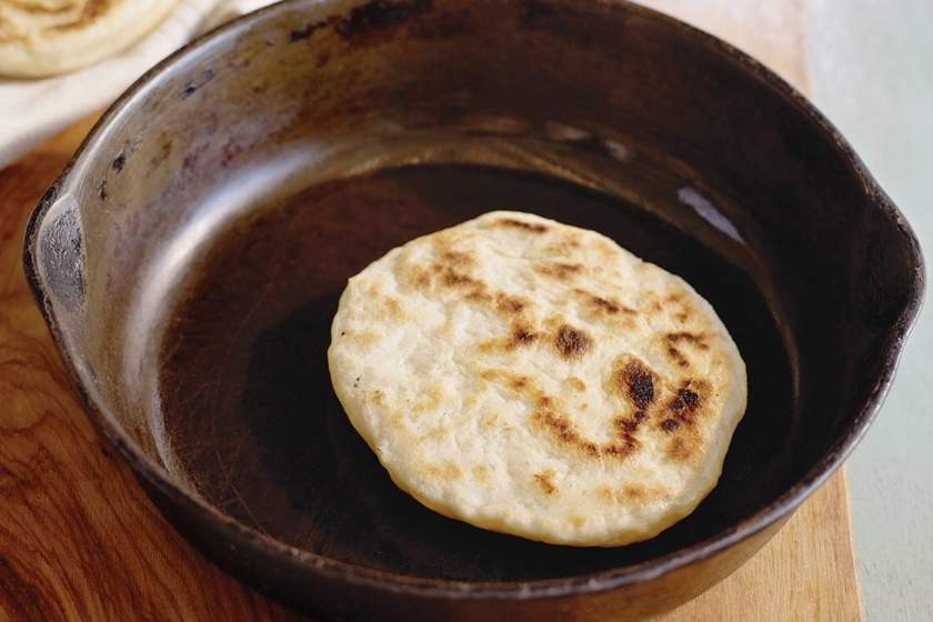 pita bread in skillet