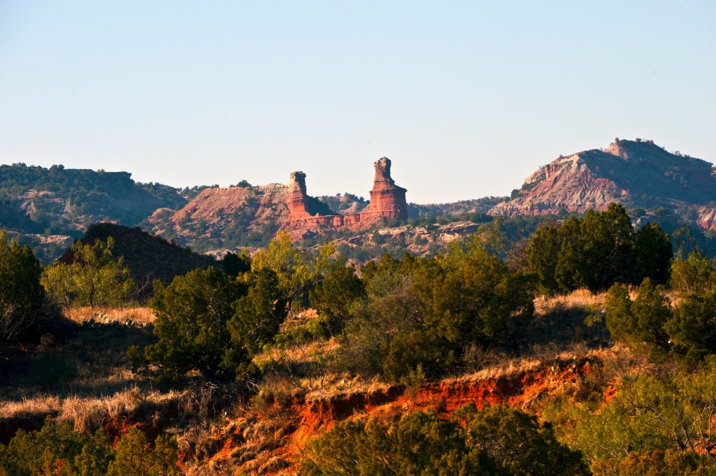 Lighthouse Peak and un-named finn, Palo Duro Canyon, Canyon, Texas. 