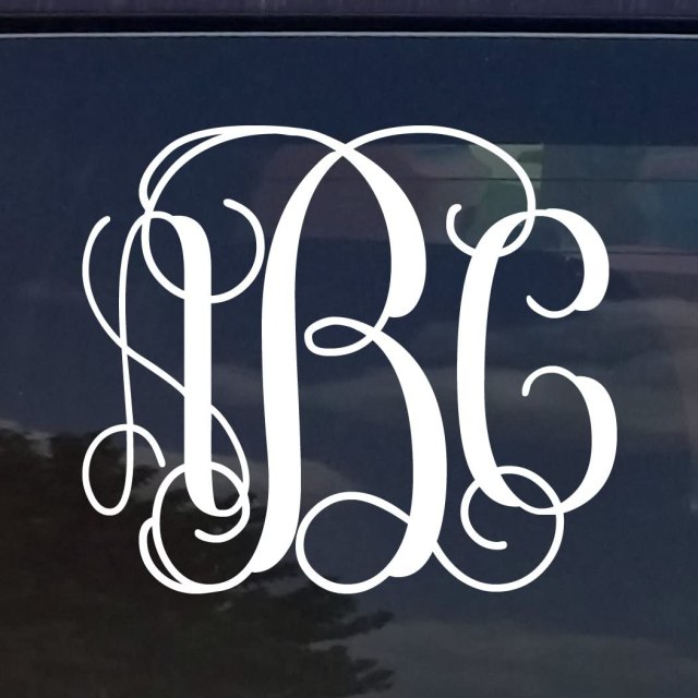 Custom Vine Monogram Initials Vinyl Decal