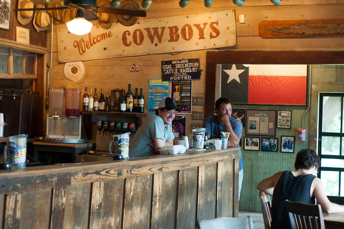 Bar of Gruene Hall which is oldest dance hall in Texas. August of 2013