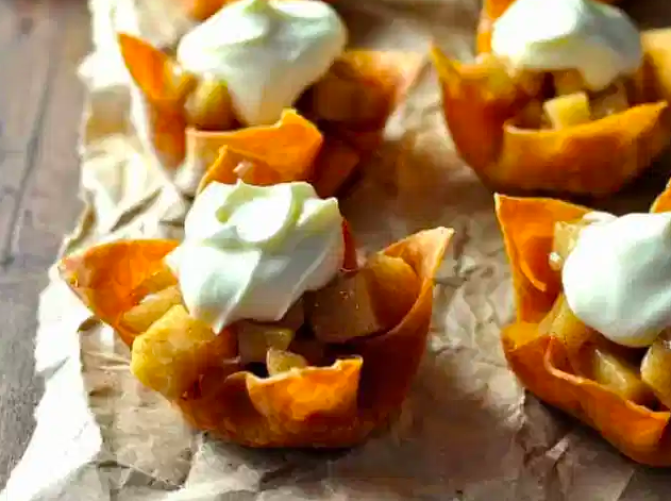 mini apple pies using won ton wrappers 