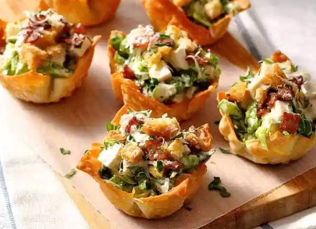 caeser salad wrap recipes using won ton wrappers 