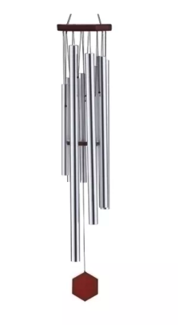 Roman 37" Hand-Tuned Triple Sealed Elm Wood Diamond Line Outdoor Patio Garden Wind Chime - Silver/Brown