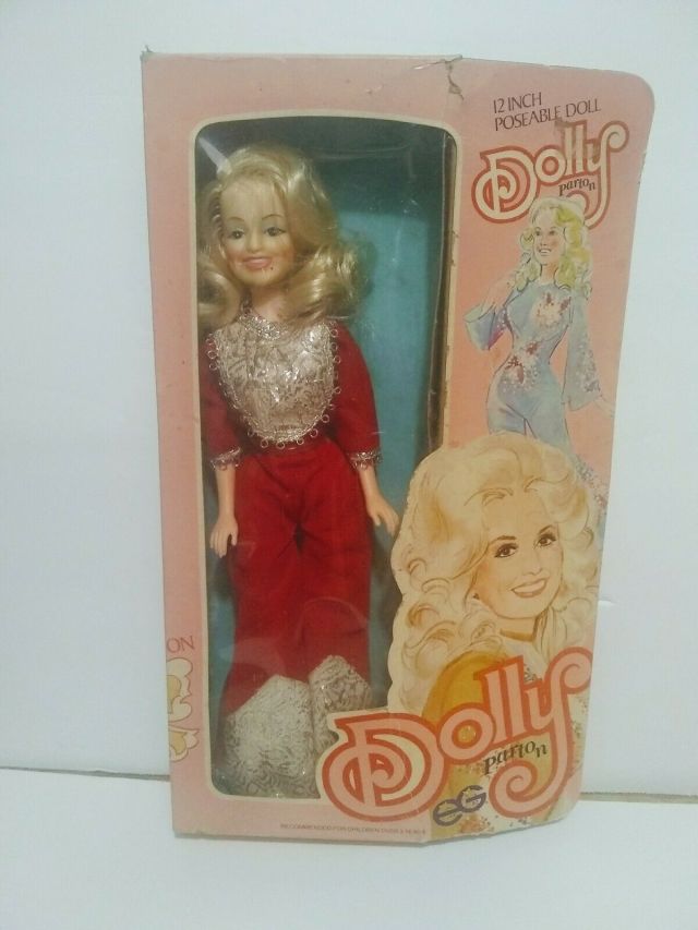 Vintage Dolly Parton 12" Poseable Doll in Red Jumpsuit 70s Goldberger Doll Mfg