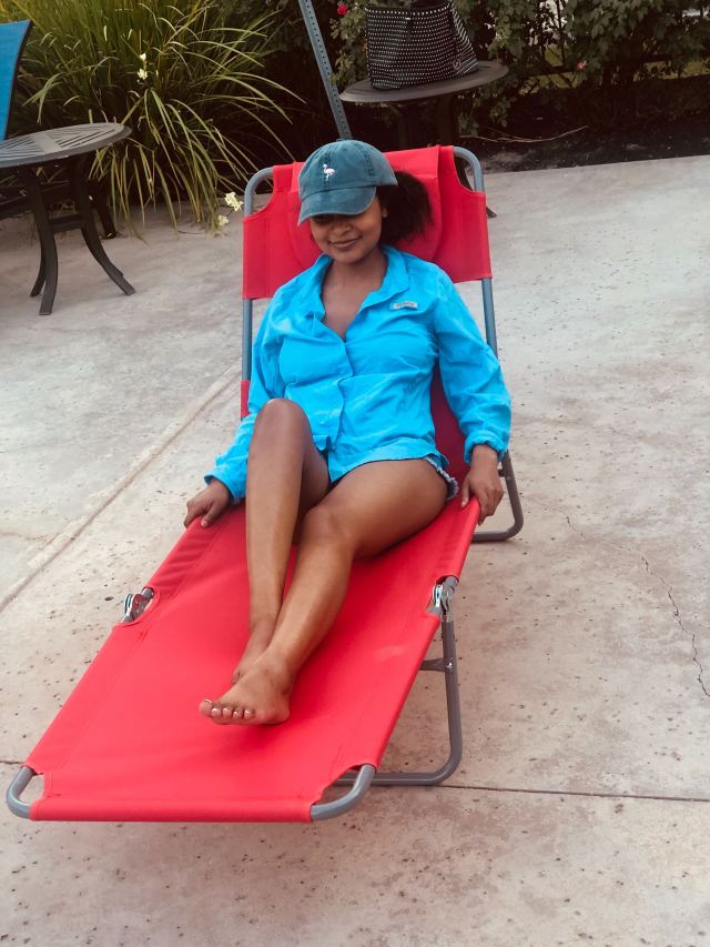 red chaise lounge