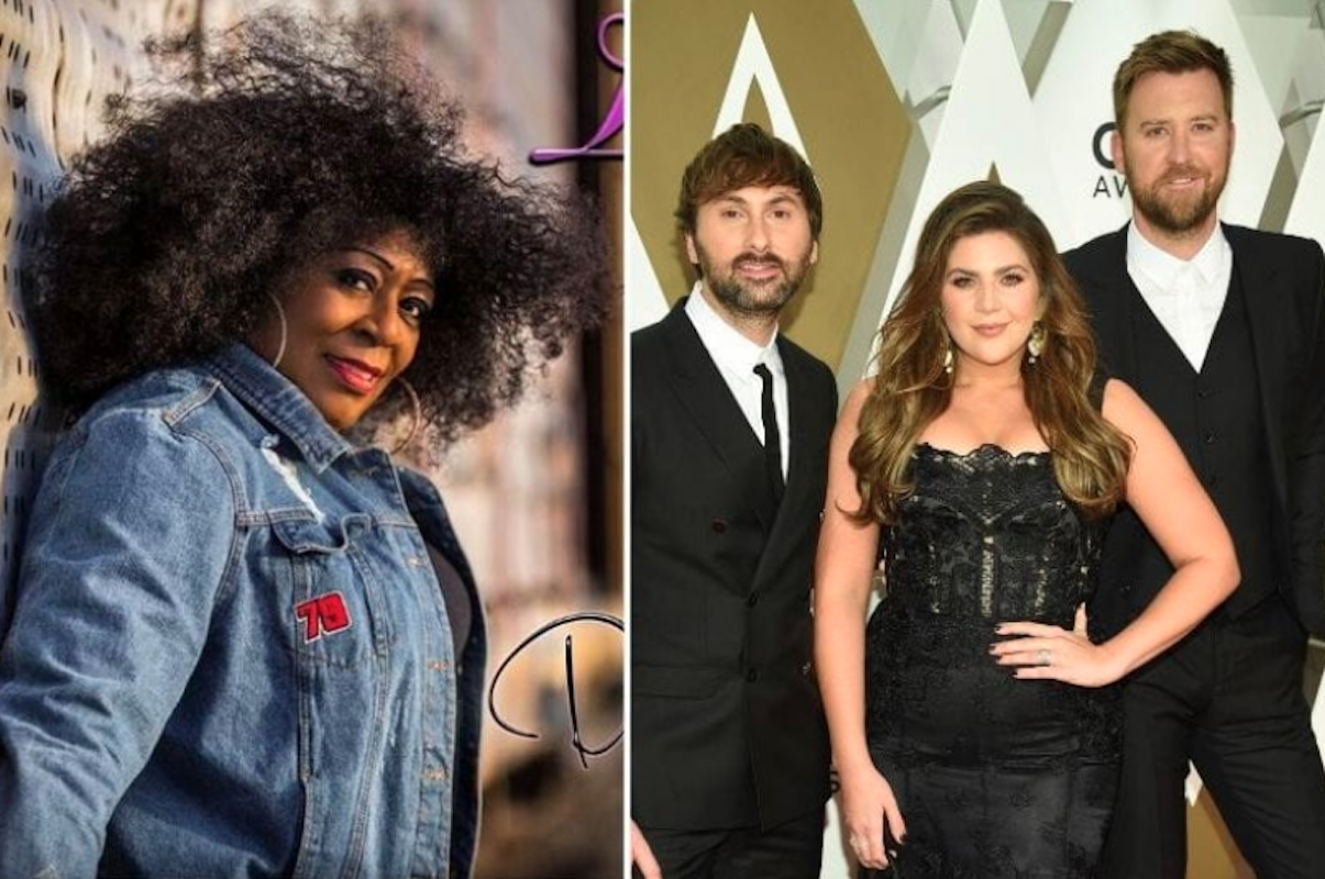 A side-by-side image of Seattle blues singer Lady A and county trio Lady A