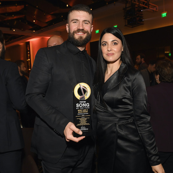 NASHVILLE, TN - NOVEMBER 12: Sam Hunt and Hannah Lee Fowler pose during the 56th Annual ASCAP Country Music Awards on November 12, 2018 in Nashville, Tennessee.