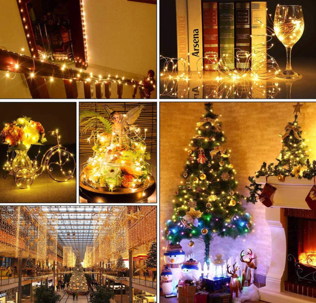 MUMUXI 20 Pack Fairy Lights Battery Operated, 3.3ft 20 LED Mini Waterproof Fairy String Lights Copper Wire Firefly Starry Lights for DIY Wedding Party Mason Jars Crafts Christmas Decoration,Warm White