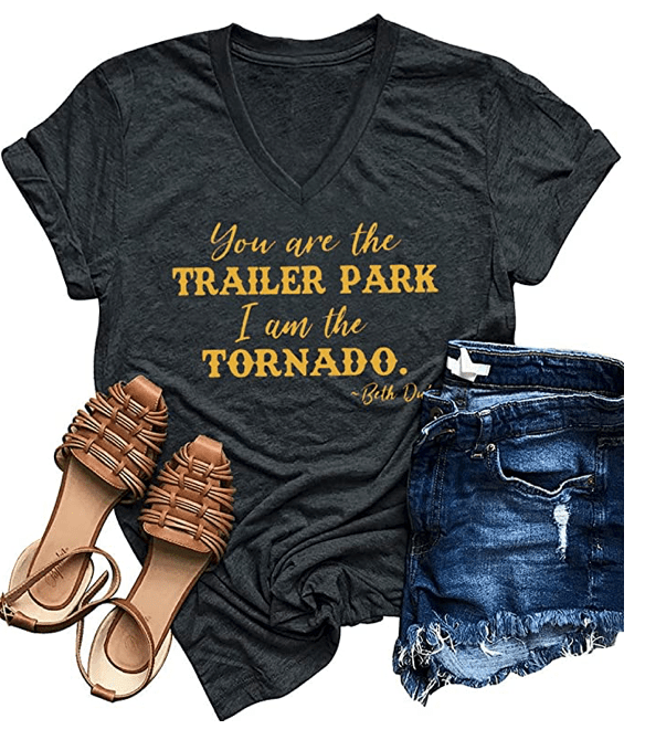 You are The Trailer Park I Am The Tornado Beth Dutton TV Show T Shirts Women's V Neck Vintage Country Graphic Tee Tops