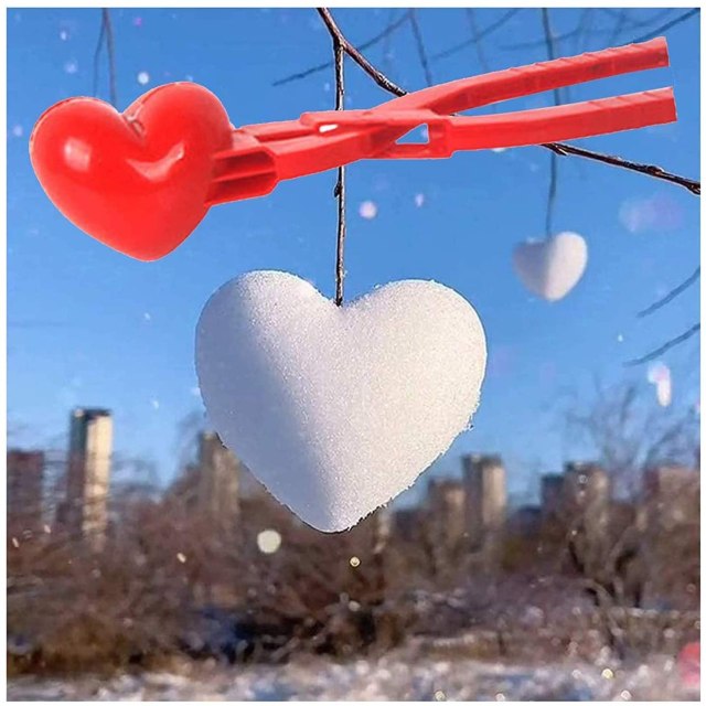 LAIDAN Heart Shape Snowball Maker Toys, Fun Winter Outdoor Snow Toys Love Heart Snowball Maker Tool, Snow Brick Maker Sand Mold for Snow Ball Fights, Gift for Children Kids and Adults
