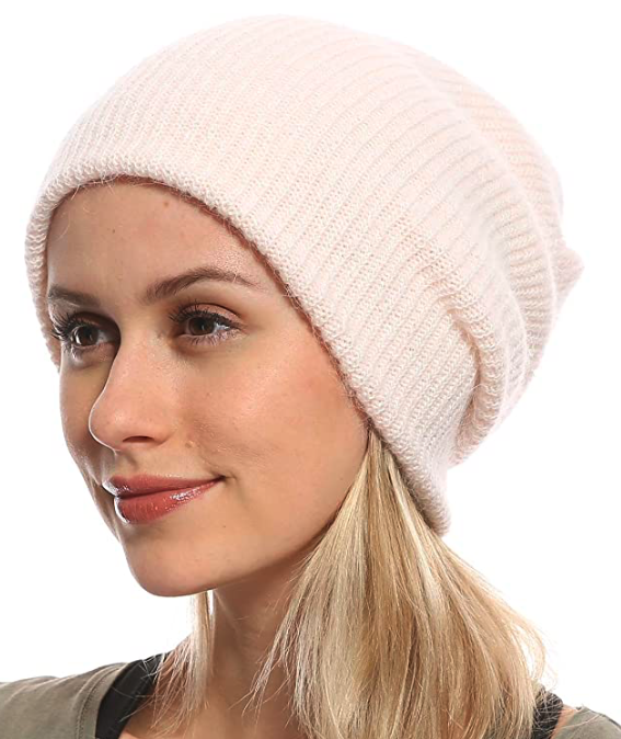 Genovega Wool Acrylic Slouchy Beanie Hat, Warm Cozy Cashmere Feeling