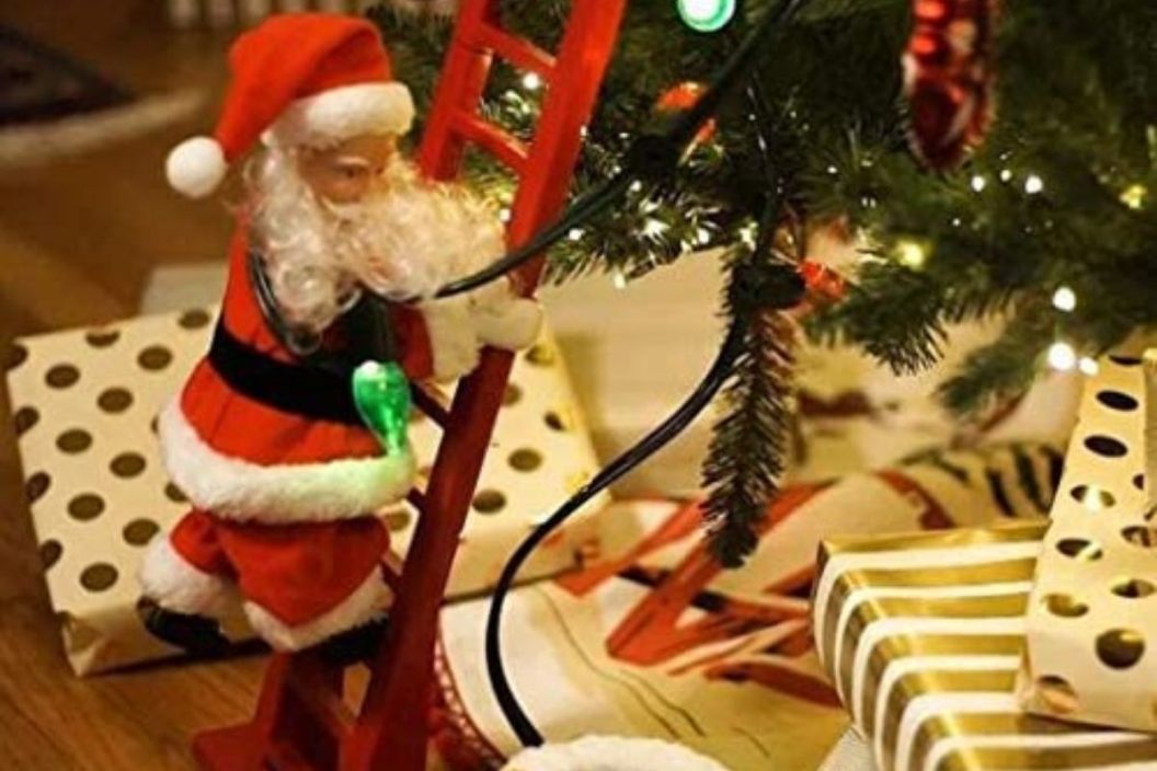 santa climbing ladder