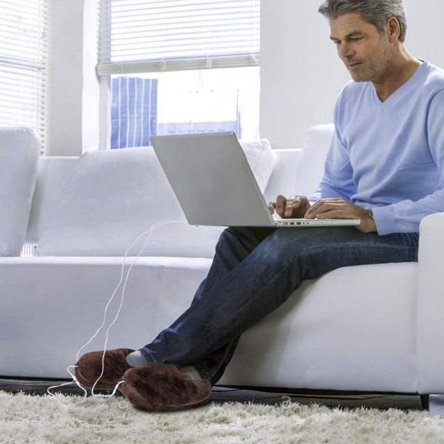 Indoor Heated Slippers for Men and Women, USB Electric Heated Up Cold Weather House Shoes to Keep Feet Warmer, Comfortable Warming Slippers