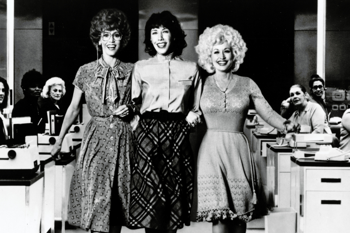 Jane Fonda, Lily Tomlin and Dolly Parton act in a scene from the movie "9 to 5" which was released on December 19, 1980.