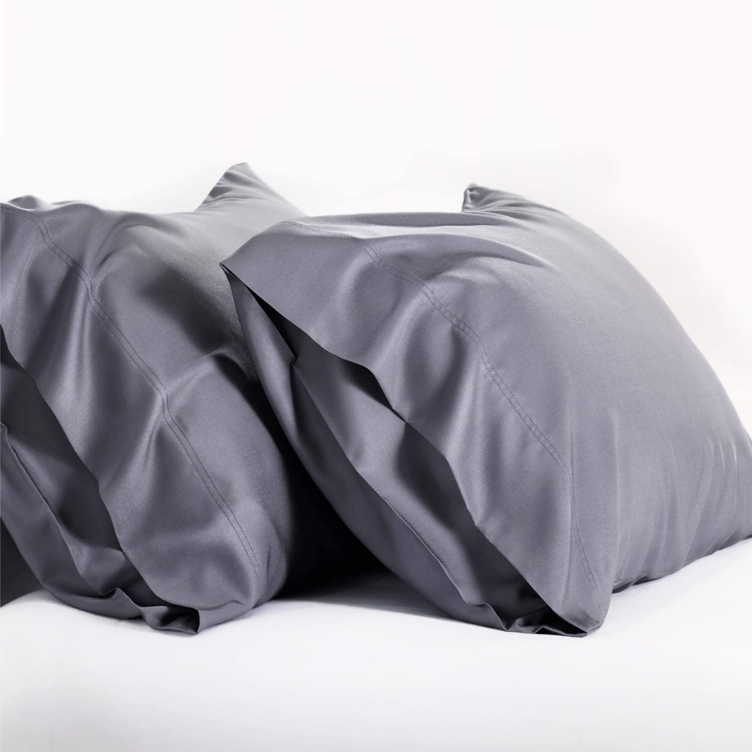 Bedsure Bamboo Pillow Cases Queen Set of 2 - Cooling Ultra Soft Pillowcases - Viscose from Bamboo - Organic Natural Silky Material, Moisture Wicking(Grey, Queen Size 20x30 inches)