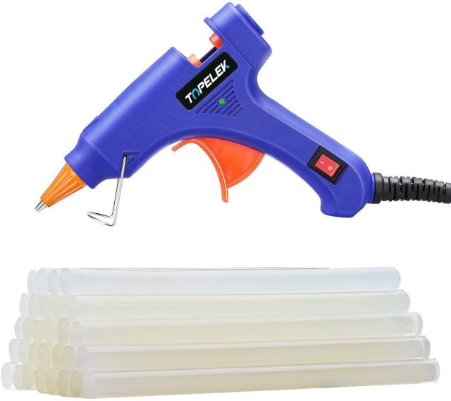 Hot Glue Gun, TOPELEK Mini Heating Hot Melt Glue Gun with 30pcs Melt Glue Sticks, Melting Glue Gun Set for School DIY Arts and Crafts Projects, Home Quick Repairs(20 Watts, Blue)