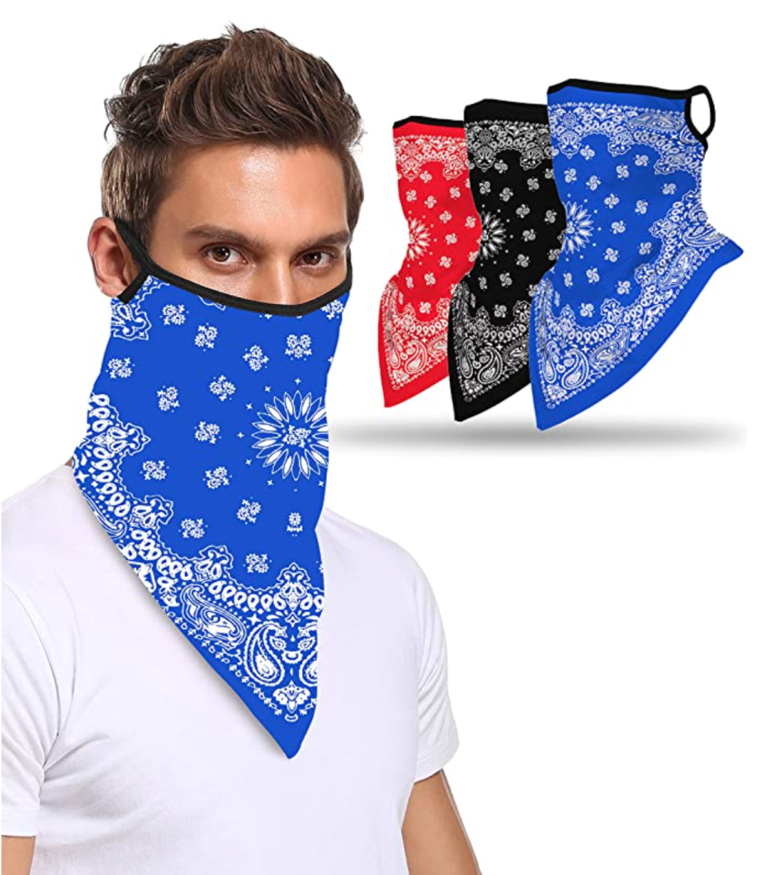 Multi-Pack Face Bandana with Ear Loops Neck Gaiter Face Scarf/Neck Cover/Face Cover for Men Women and Teens