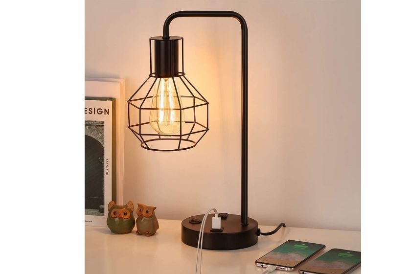 living room lamp-- modern black lamp that looks similar to a lantern