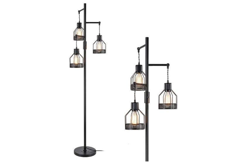 living room lamp with three lights hanging from the top (black floor lamp for living room)