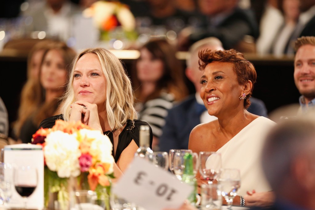 Honoree Robin Roberts (R) and Amber Laign speaks onstage at Point Foundation's Point Honors gala at The Beverly Hilton Hotel on October 1, 2016 in Beverly Hills, California.