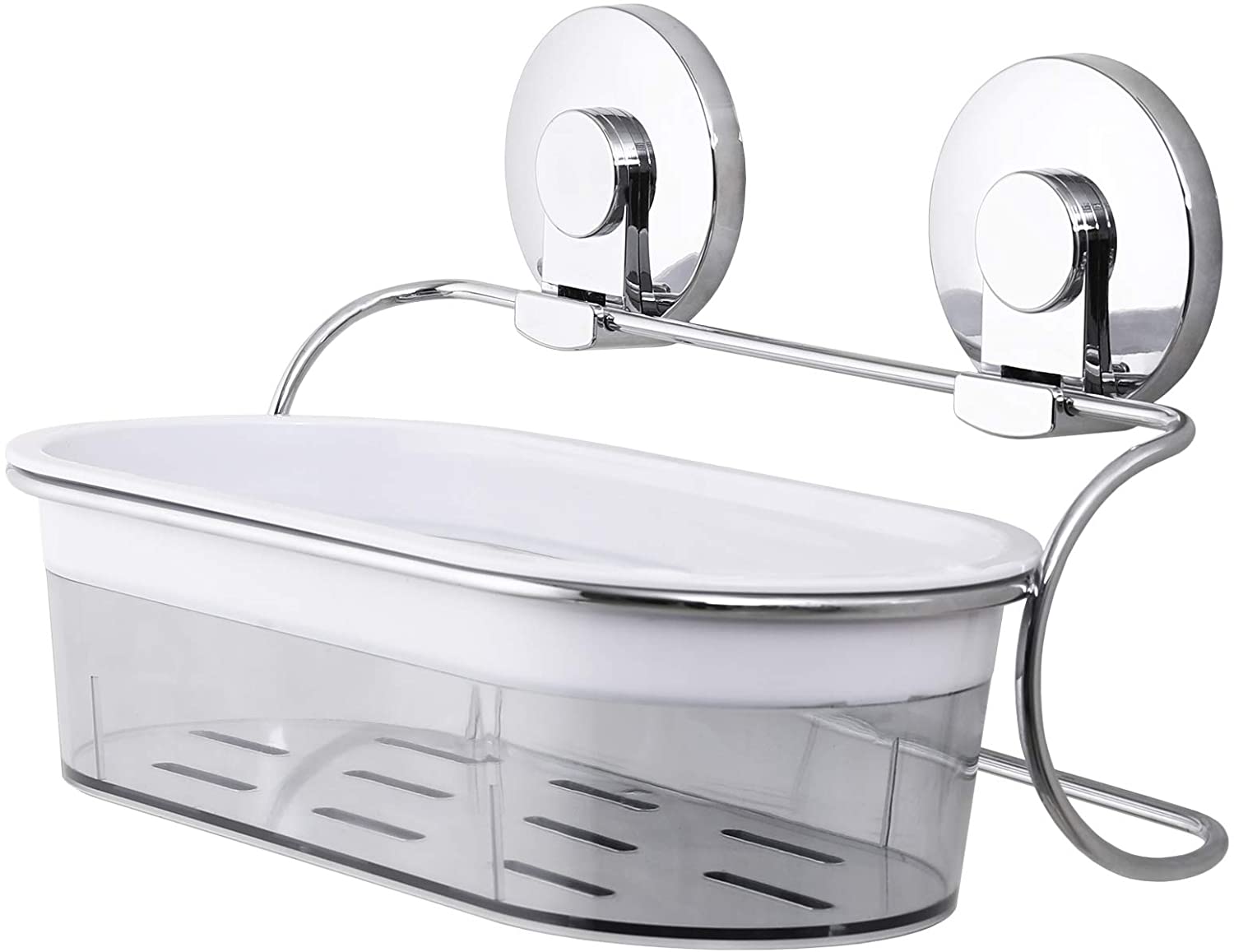 TAILI Bathroom Shower Caddy Powerful Suction Cup Shower Shelf Heavy Duty Organizer Shower Caddies for Shampoo Conditioner Shower Gel Storage, Chrome, Anti-Rust, Max Hold Up to 22 LBS