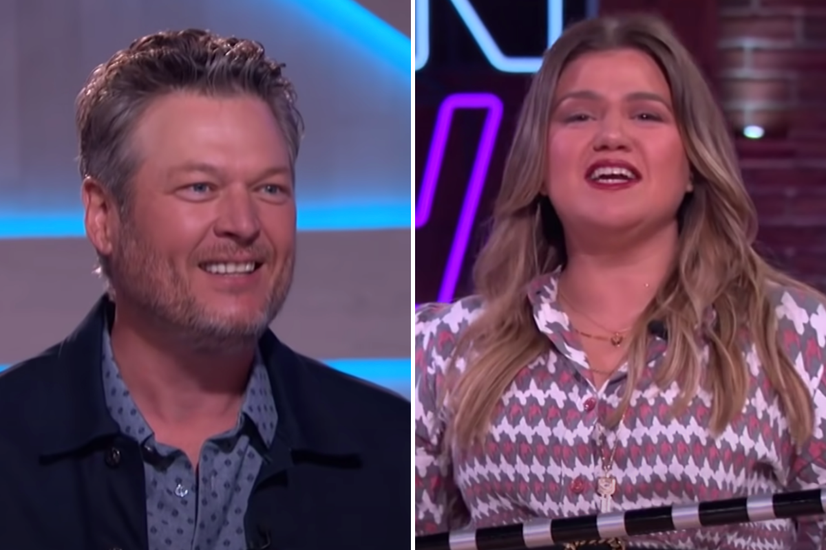 Blake Shelton Kelly Clarkson song lyric game .