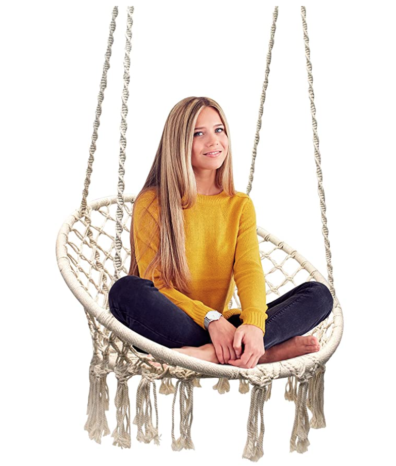 Sorbus Hammock Chair Macrame Swing, 265 Pound Capacity, Perfect for Indoor/Outdoor Home, Patio, Deck, Yard, Garden (Single Swing)