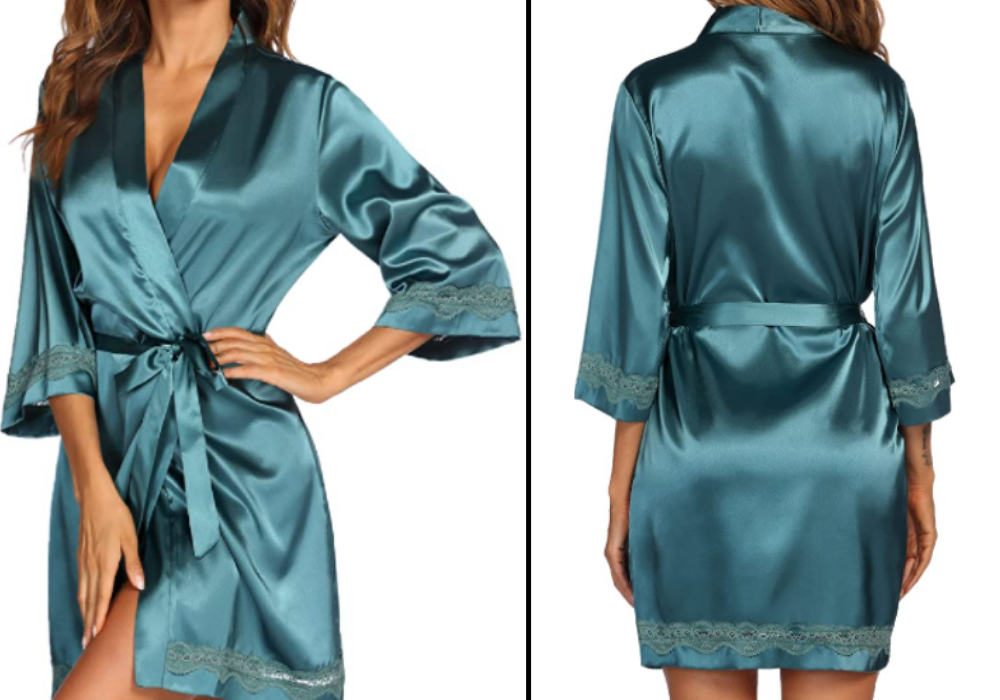 Ekouaer Women's Lace-Trim Kimono