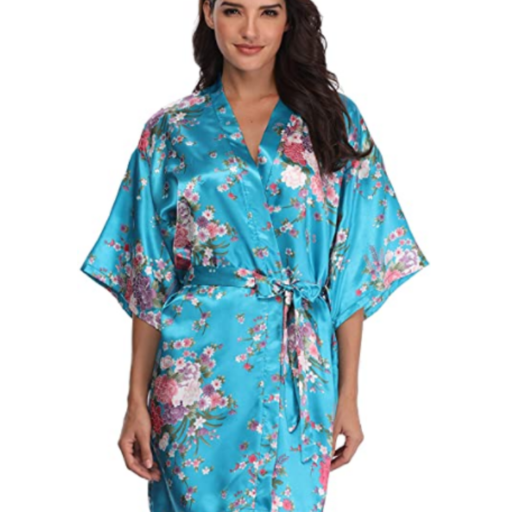 Women's Floral Bride Bridesmaids Robe Satin