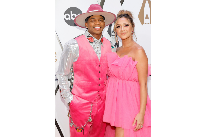 Jimmie Allen and Alexis Gale attend the 55th annual Country Music Association awards