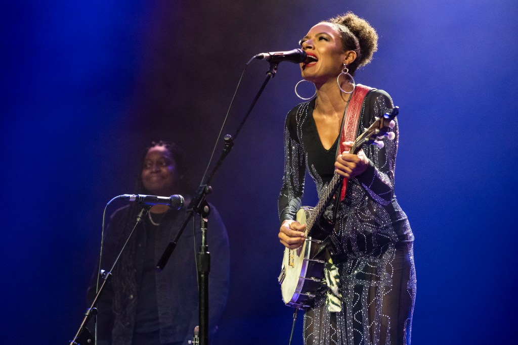 Allison Russell performs at Ryman Auditorium on October 22, 2021 in Nashville, Tennessee.