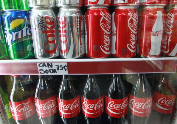 Cans of Coca-Cola