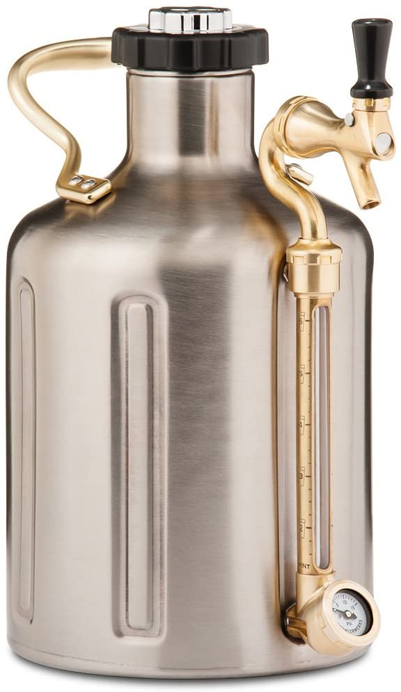 GrowlerWerks uKeg Carbonated Growler, 128 oz, Stainless Steel