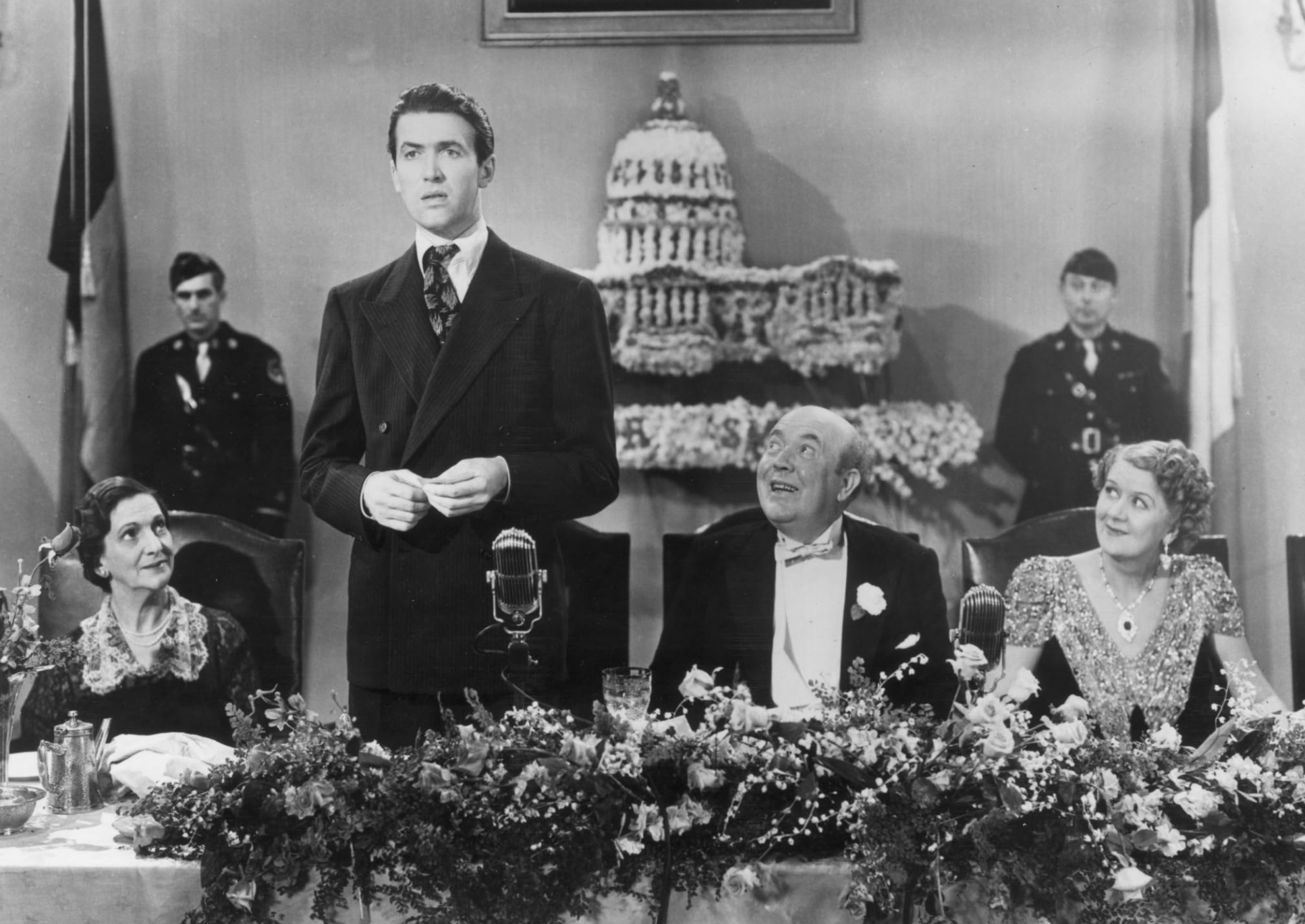 James Stewart, Beulah Bondi, Ruth Donnelly, and Guy Kibbee in Mr. Smith Goes to Washington (1939)