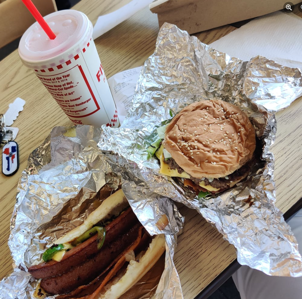 Five Burgers double grilled cheeseburger