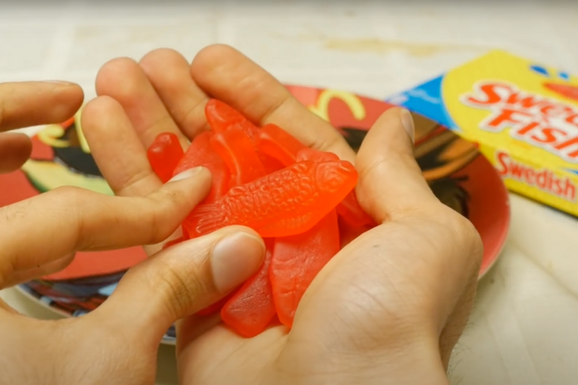 swedish fish in a hand