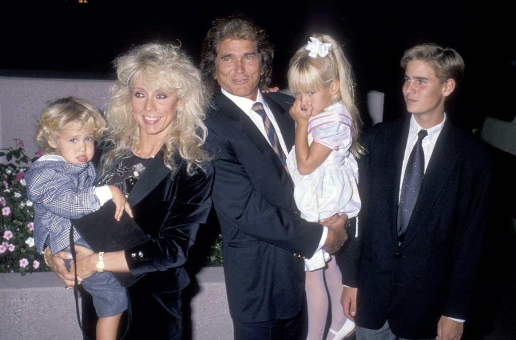 Actor Michael Landon, wife Cindy Landon, son Sean Landon, daughter Jennifer Landon and son Christopher Landon attend the National Down Syndrome Congress' Second Annual Michael Landon Celebrity Gala on October 15, 1988 at Filmland Center in Culver City, California.