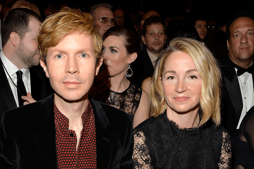 Musician Beck (L) and actress Marissa Ribisi during The 57th Annual GRAMMY Awards at the STAPLES Center on February 8, 2015 in Los Angeles, California
