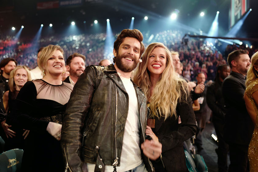 LAS VEGAS, NEVADA - APRIL 07: (L-R) Thomas Rhett and Lauren Akins attend the 54th Academy Of Country Music Awards at MGM Grand Garden Arena on April 07, 2019 in Las Vegas, Nevada. 