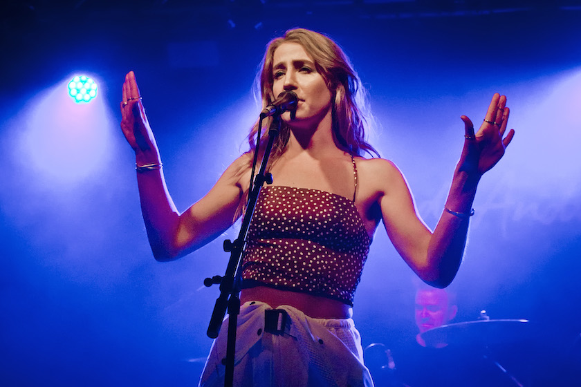 BERLIN, GERMANY - SEPTEMBER 17: (EXCLUSIVE COVERAGE) American singer Ingrid Andress performs live during a concert at the Frannz on September 17, 2019 in Berlin, Germany.