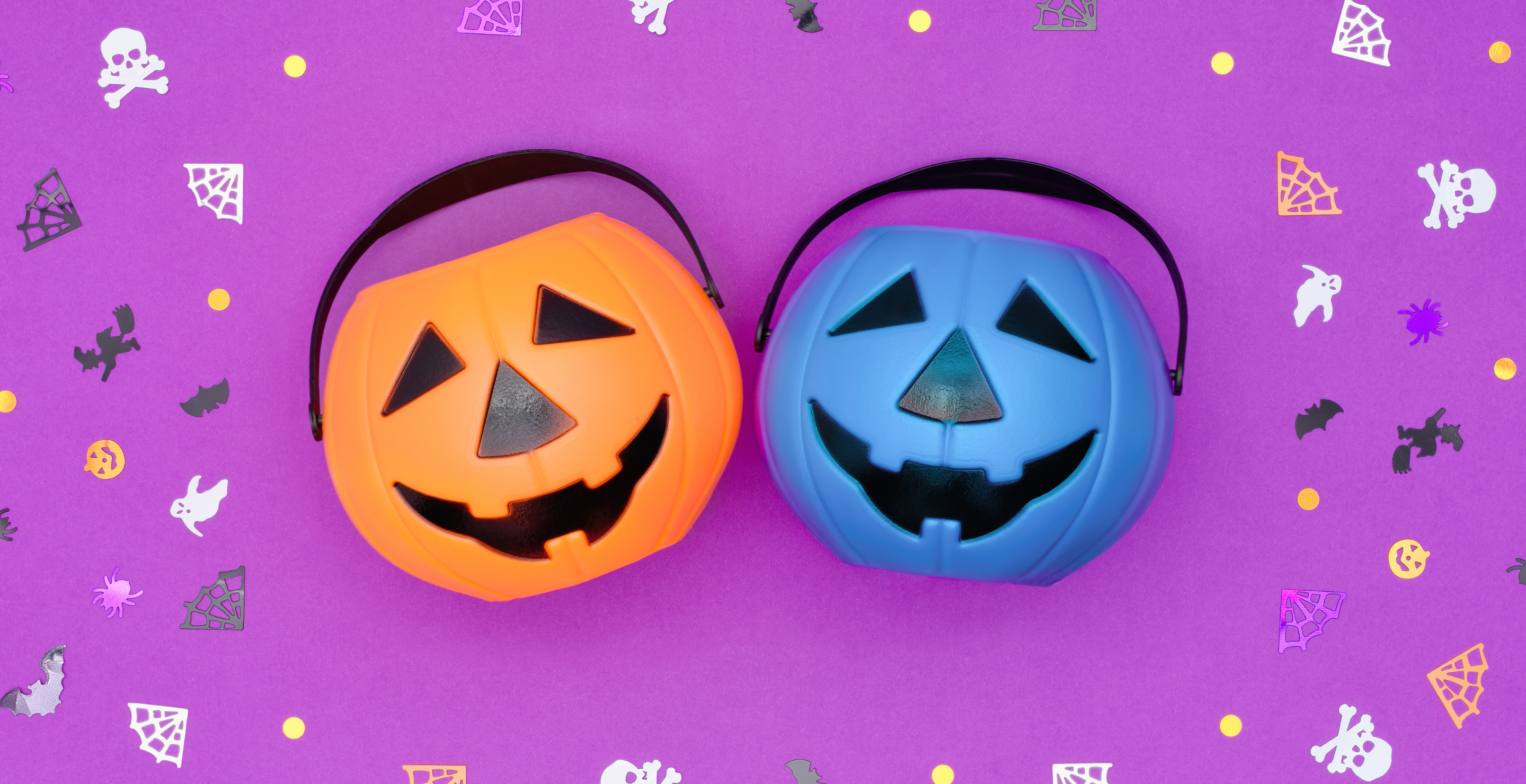Orange and purple pumpkin buckets