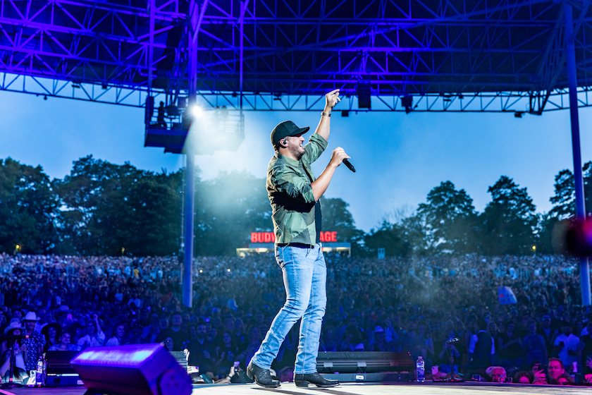 TORONTO, ONTARIO - JUNE 17: Luke Bryan performs during the "Country On Tour" at Budweiser Stage on June 17, 2023 in Toronto, Ontario. 