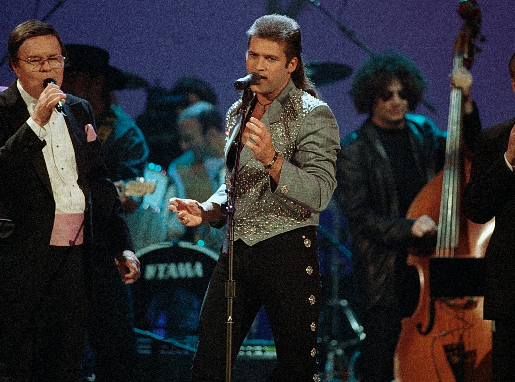Memphis - October 08: Singer/Songwriter Billy Ray Cyrus performs during Elvis:The Tribute at The Pyramid Arena in Memphis Tennessee October 08, 1994 