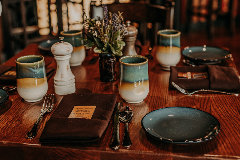 Interior shot of a Reba's Place restaurant table