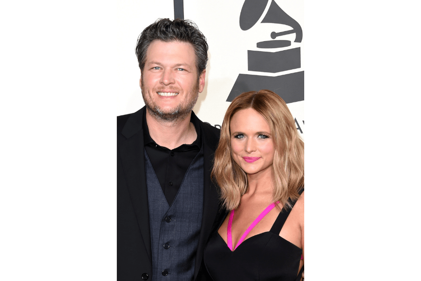 Blake Shelton (L) and Miranda Lambert attend The 57th Annual GRAMMY Awards at the STAPLES Center on February 8, 2015