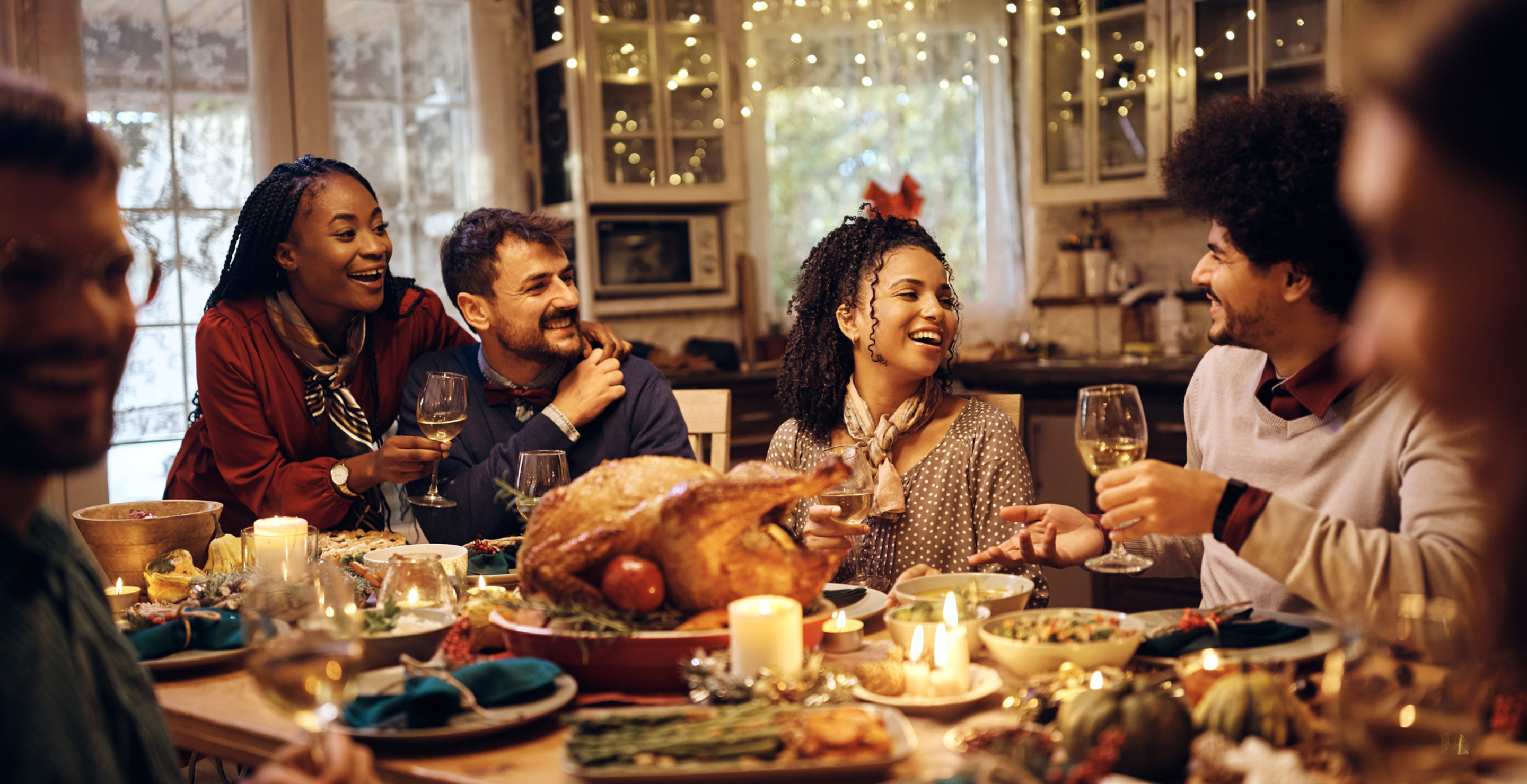 Family eating Thanksgiving dinner